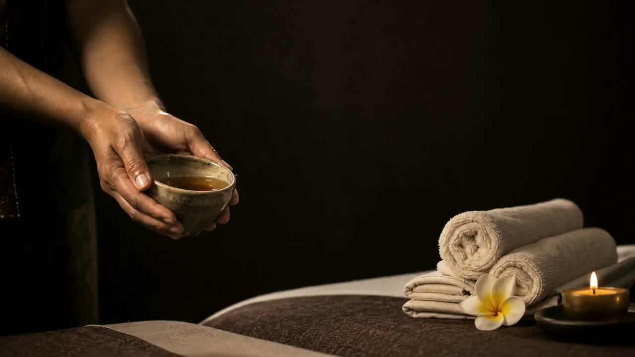 Ruhige Massage-Szene in warmer Atmosphäre